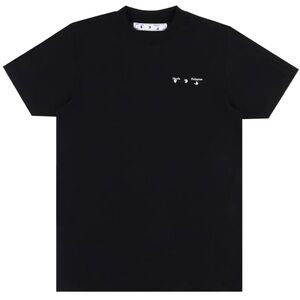 OFF-WHITE LOGO S/S T-SHIRT/ BLACK COTTON SHORT SLEEVE WITH A WHITE LOGO